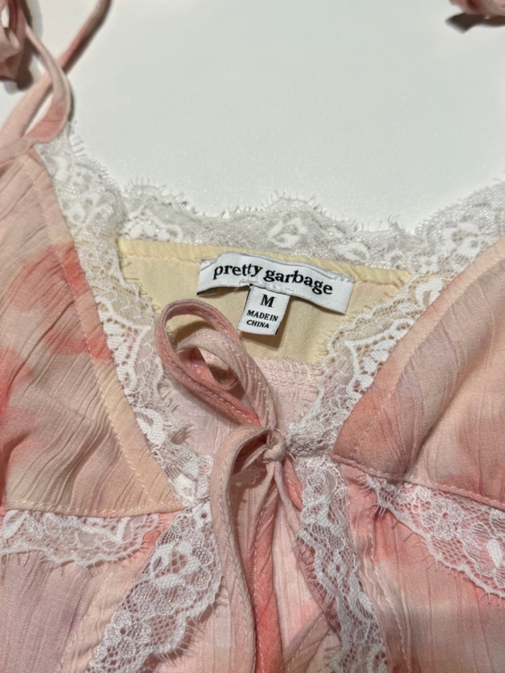 Pretty garbage Pink Tie-Dye Lace Crop Top - Picture 5 of 7